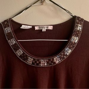 LOULOU Beaded knit crew neck top